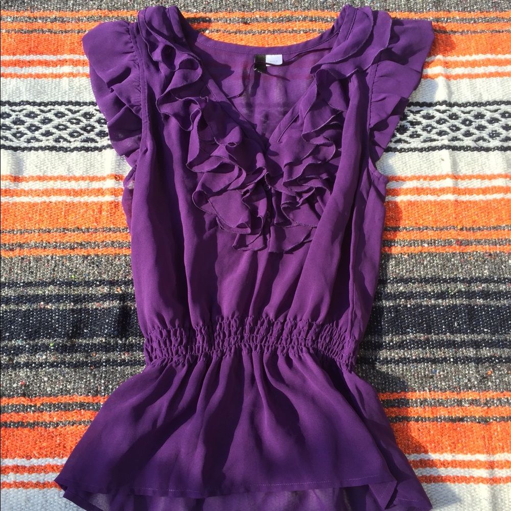 H&M Purple Ruffle Blouse